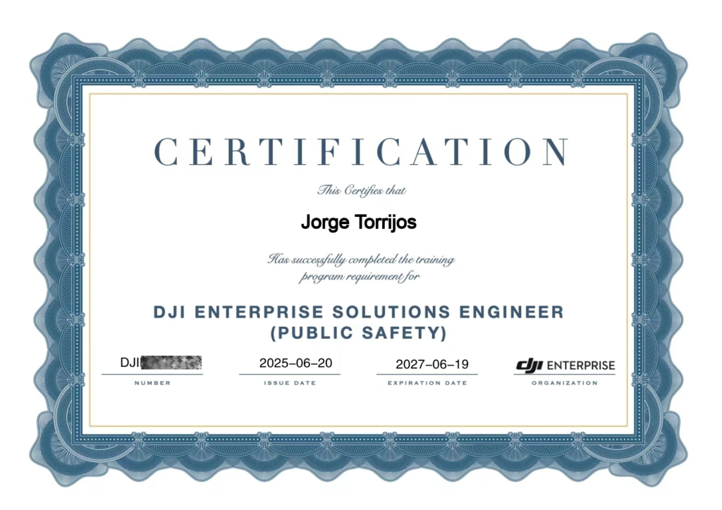 Certificación DJI Enterprise D. Jorge Torrijos