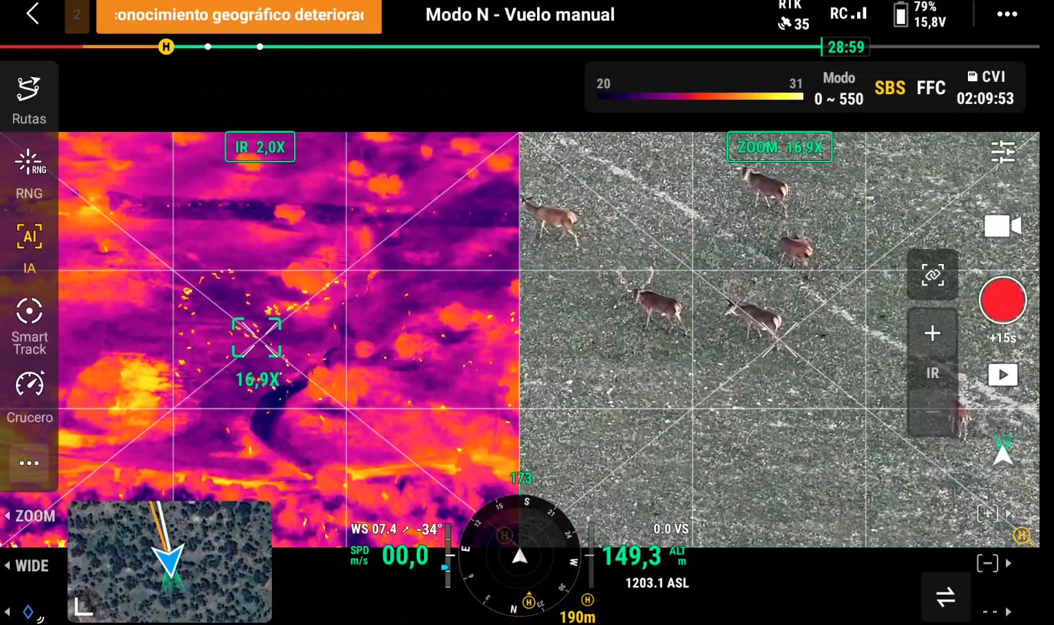 Prueba del DJI Matrice 4T con detección de animales